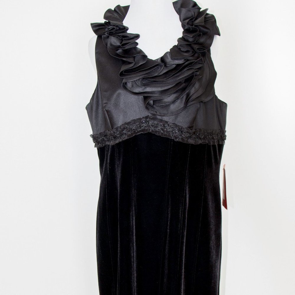 JS COLLECTIONS Sheath Dress Ruffled Neckline Cocktail Party Sz 14 Large New
